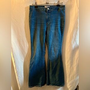 Vanilla Star Blue Flare Jeans Pull On Denim Pants W29/9 Back Seam